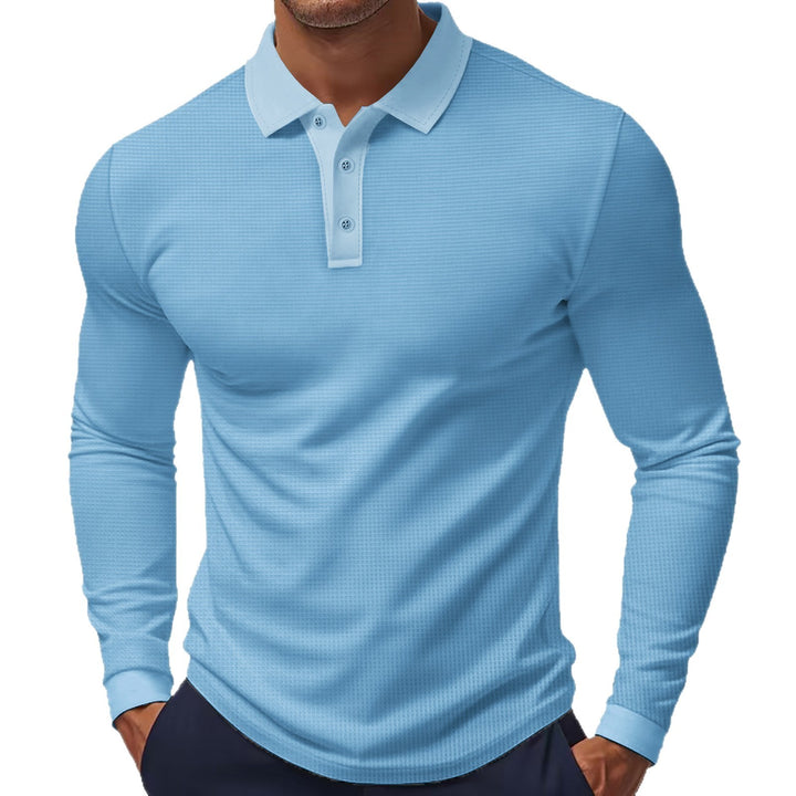 Long sleeve polo shirt for men in structured fabric Lune London