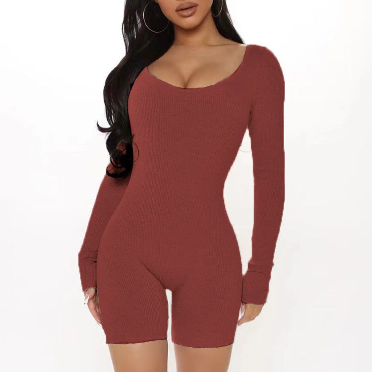 Fitted jumpsuit for women with long sleeves and a V neck Lune London