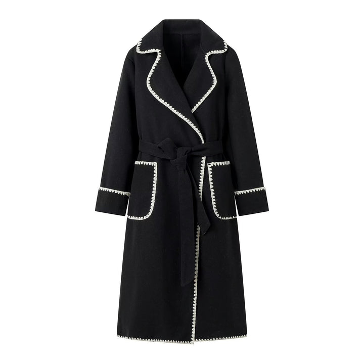 Elegant trench coat for ladies with contrasting trim and waist belt Lune London