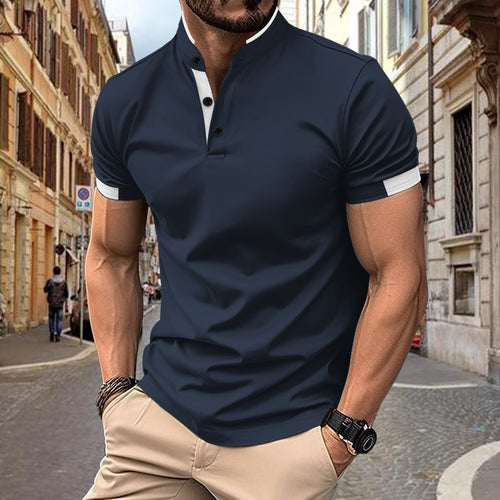 Men's performance polo with elegant Mandarin collar Amarae