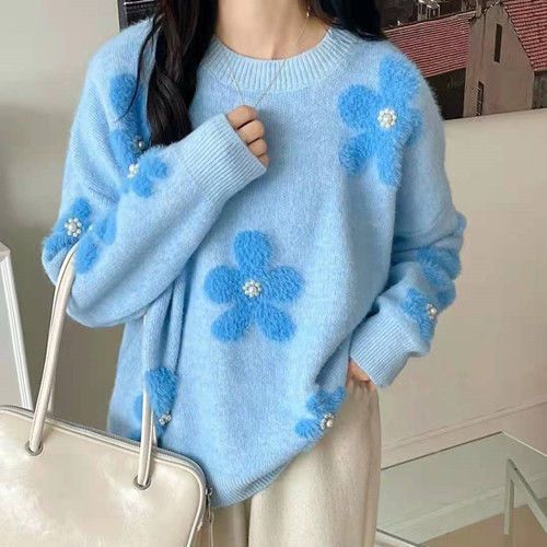 Cozy knitted sweater for women with pearl accents Amarae