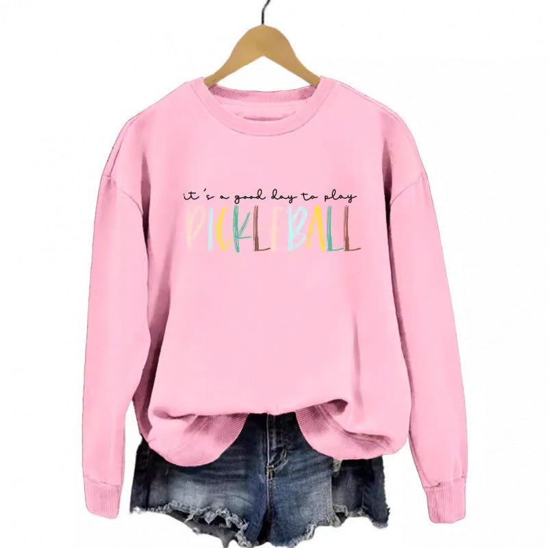 Women's casual sweatshirt with colorful pickleball print Lune London