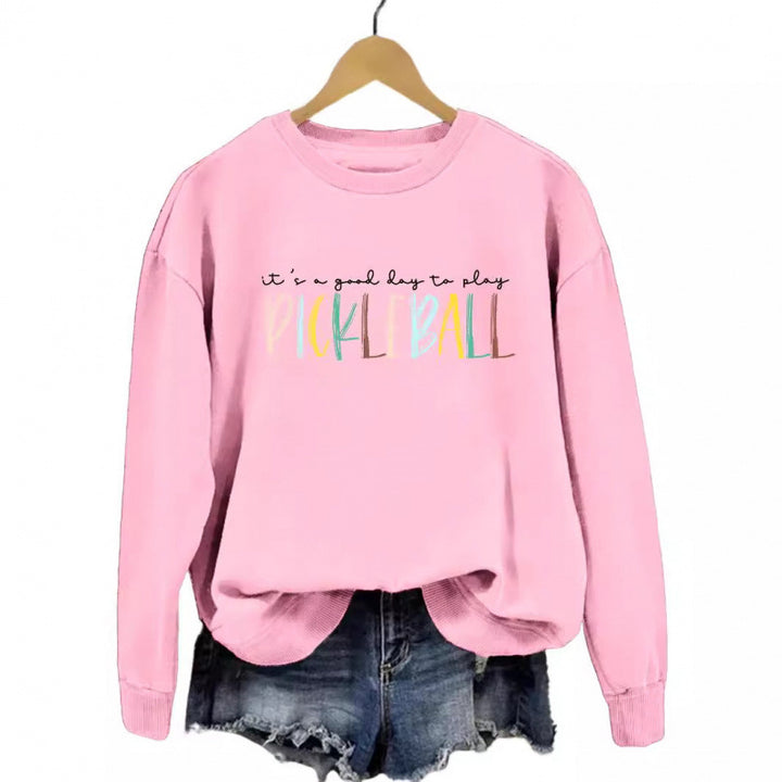 Women's casual sweatshirt with colorful pickleball print Lune London