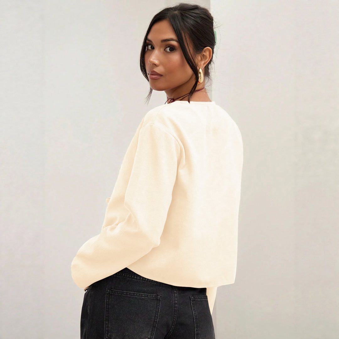 Short sleeve blouse for women with decorative knot Lune London