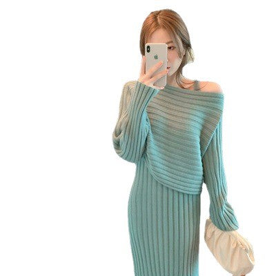 Pull en tricot détendu pour femme avec encolure asymétrique et texture côtelée Chic & Stil