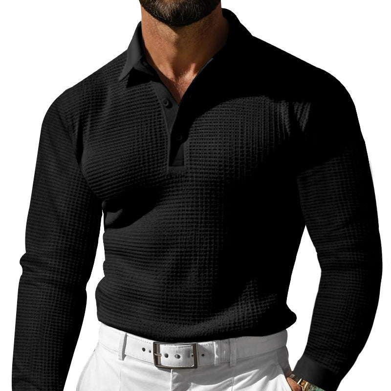 Stylish long sleeve men's t-shirt with structured design and modern button placket Amarae