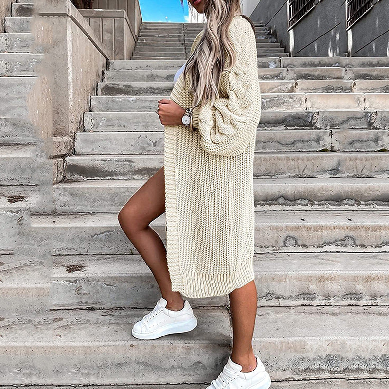 Women Long knit cardigan with voluminous sleeves and open sides Lune London