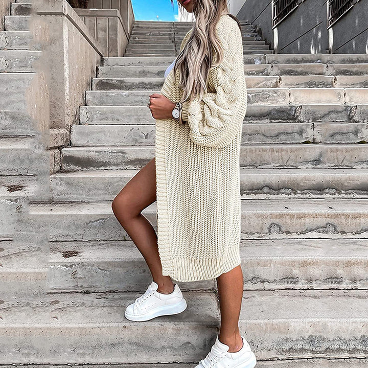 Women Long knit cardigan with voluminous sleeves and open sides Lune London