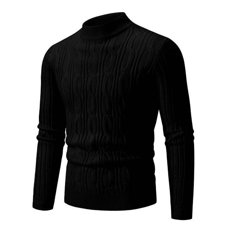 Knitted sweater for men with raised magnetic pattern and high collar Lune London