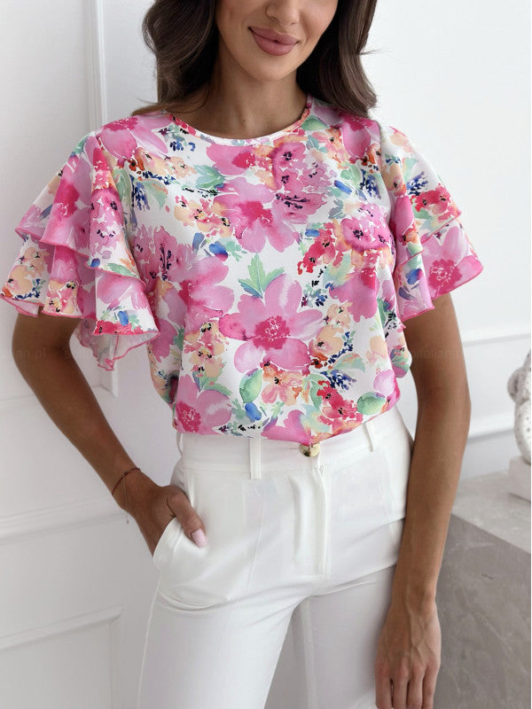 Lune London floral lace hem blouse for women