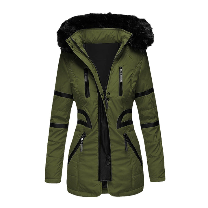 Insulated parka jacket for women with removable faux fur collar and versatile pockets Lune London
