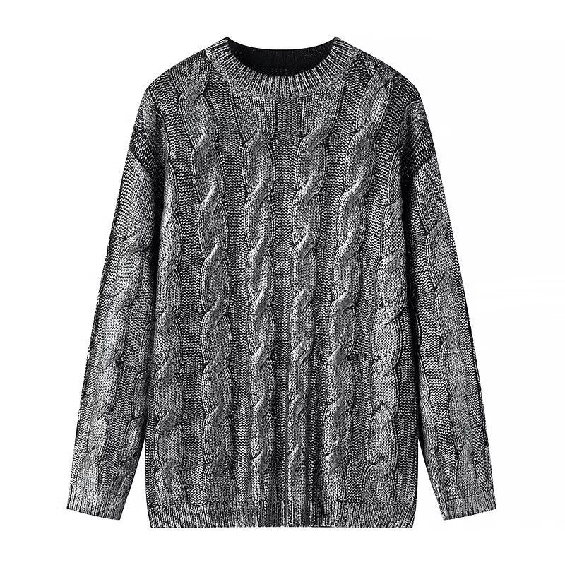 Women Oversized Cable Knit Sweater with Round Neck and Ribbed Cuffs Amarae