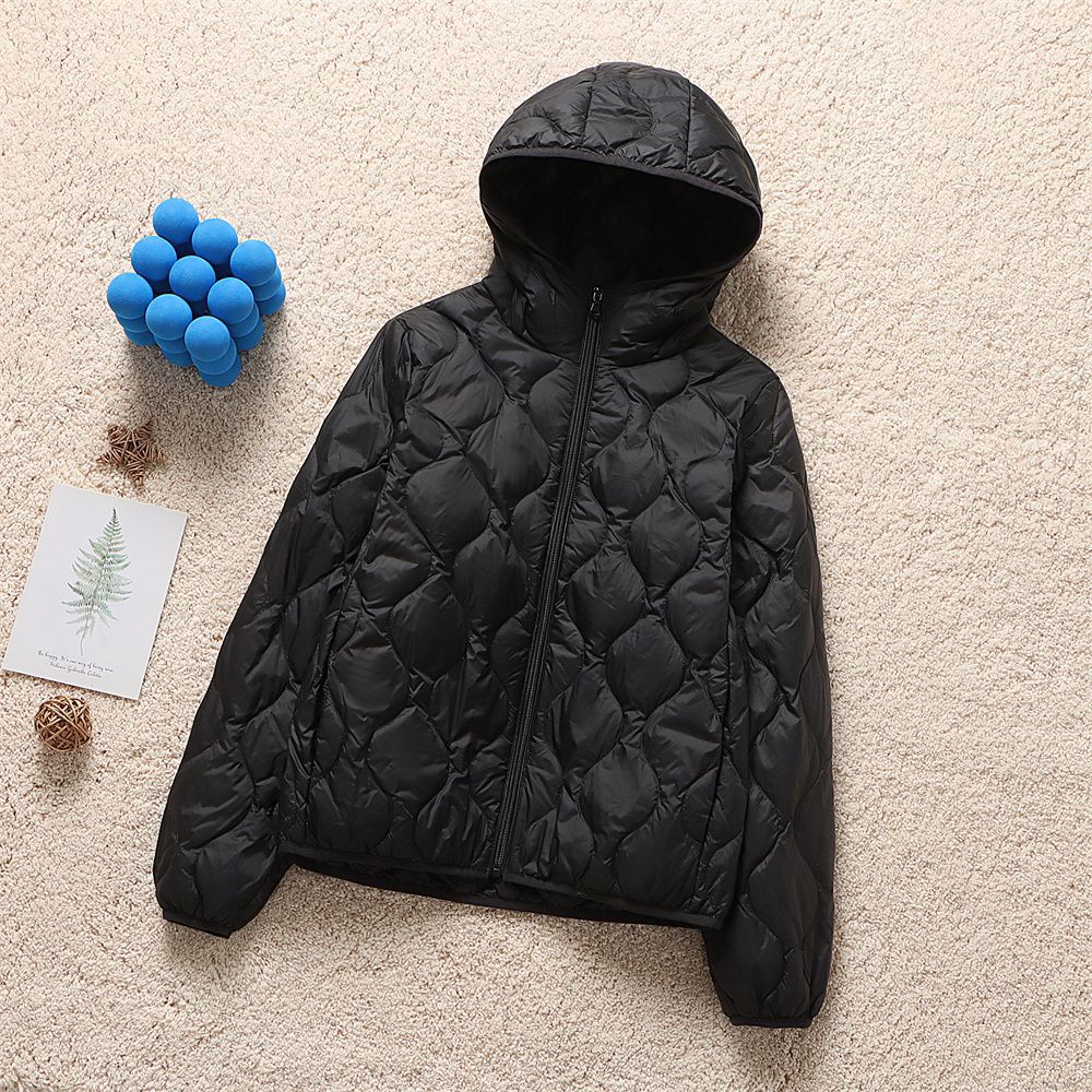 Women Quilted Hooded Jacket with Organic Drop Quilting and Compressible Thermal Filling Amarae