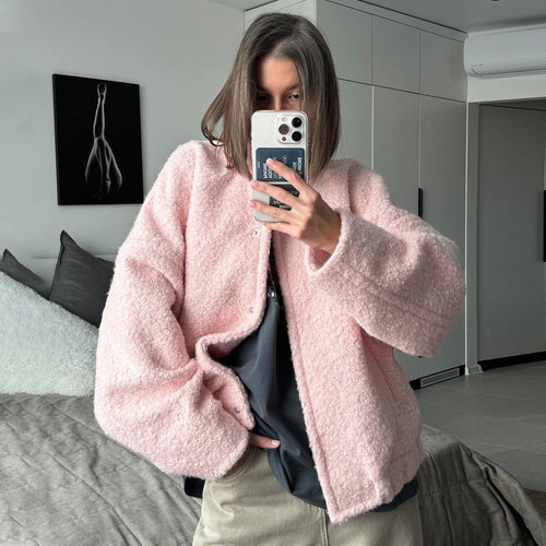 Ladies Cozy Fleece Jacket with Pockets and Elastic Hem Amarae