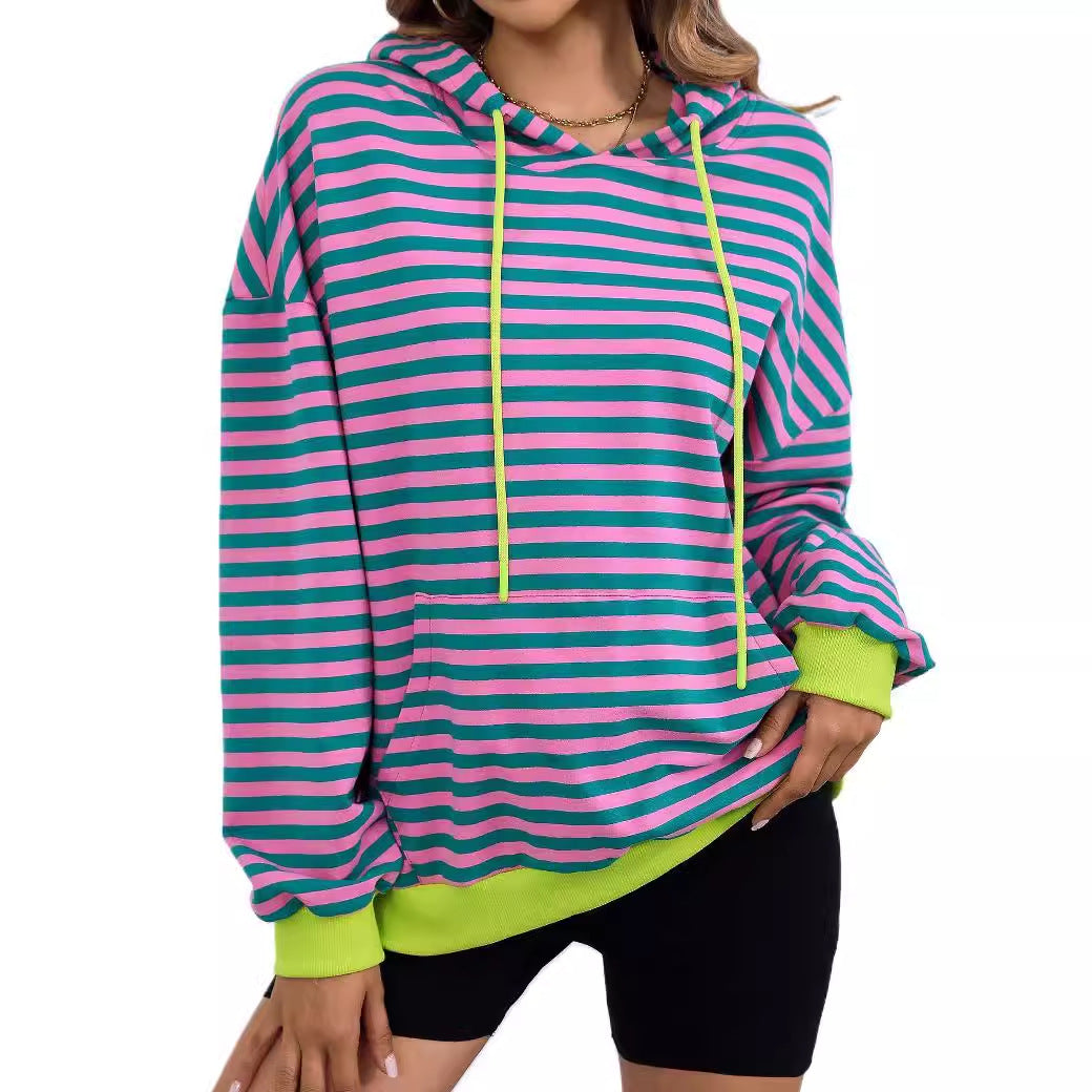 Casual hoodie for ladies with colorful striped pattern Amarae