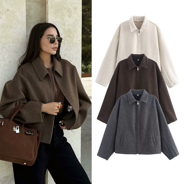 Women Cropped Jacket Trendy in Wool Blend Amarae