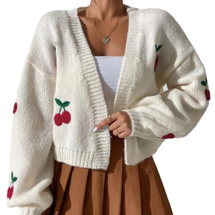 Women's knit jacket with floral design and casual fit Lune London