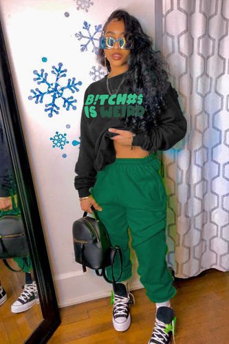 Casual sweatshirt and jogger pants set for women with a catchy statement Amarae