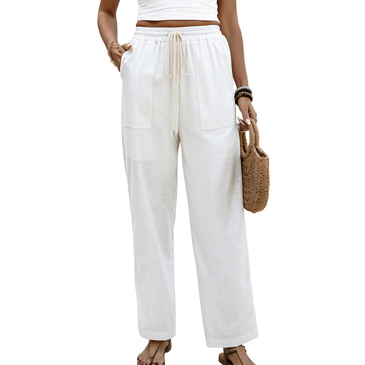 Airy linen pants for women with side pockets and elastic waistband Lune London