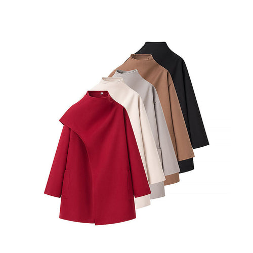 Amarae | Standing Collar Cape-Style Coat