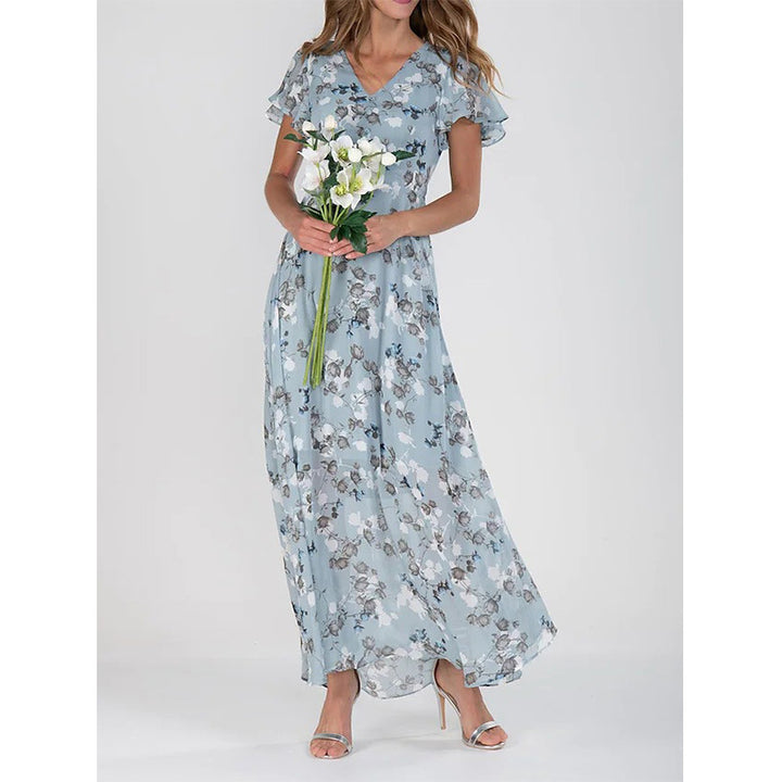 Maxi dress for women with elegant ruffle details and a chic floral design