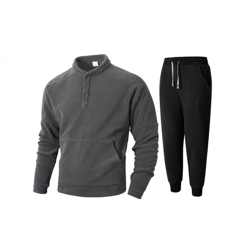 Men's fleece sweatshirt with high collar and practical side pockets Amarae