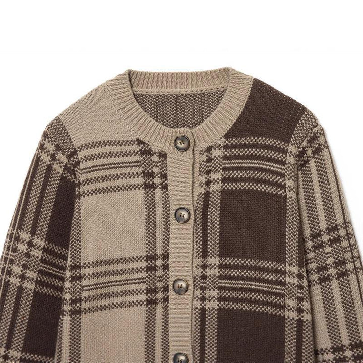 Ladies comfortable checked knit cardigan Lune London