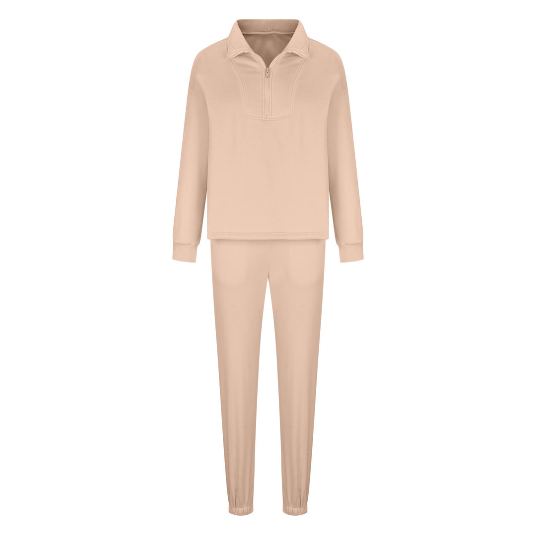 Lune London women's sporty fleece sweatshirt set and high-neck jogging pants
