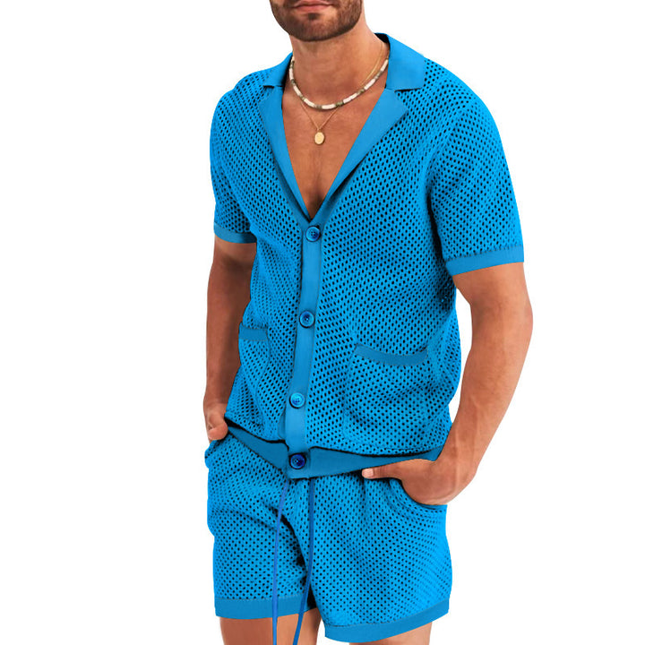 Ladies Lightweight Mesh Pajama Set with Practical Pockets and Button Placket Lune London