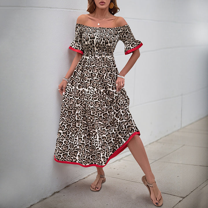 Maxi dress with ruffles and off-the-shoulder for women with detailed ruffled hem Lune London