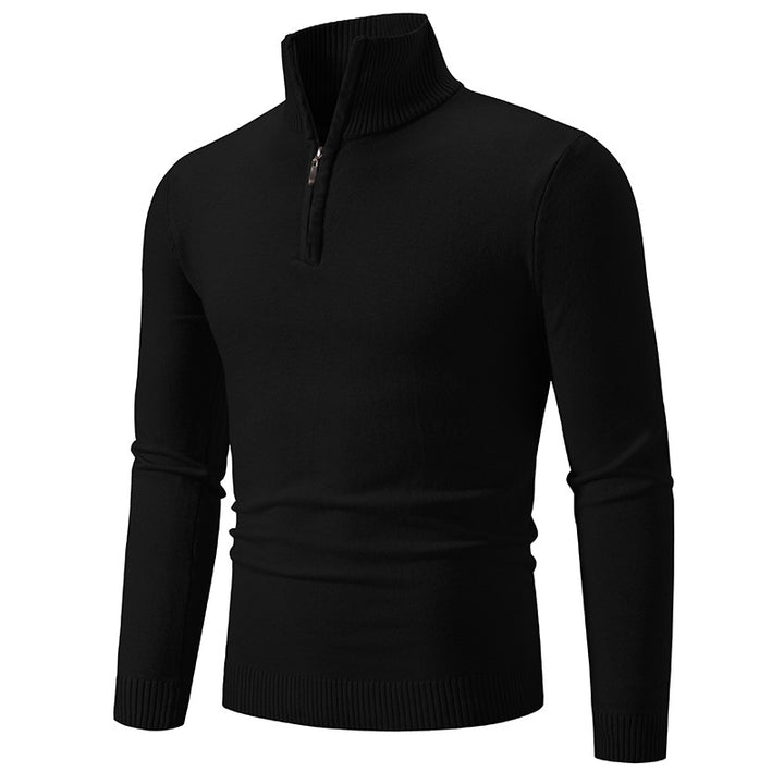 Knitted sweater for men with high collar and practical zipper Lune London