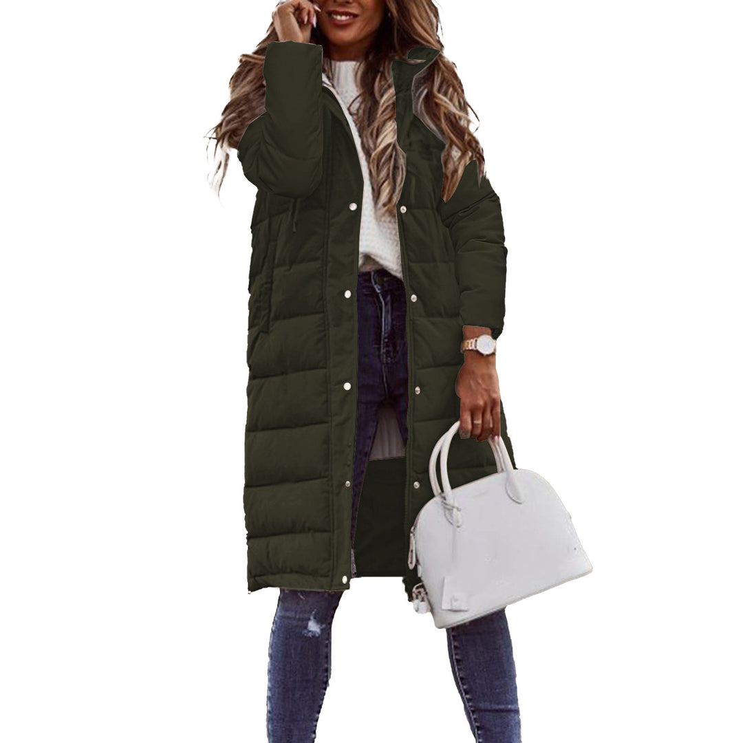 Ladies Long Long Down Jacket with High Collar and Practical Chic Pockets
