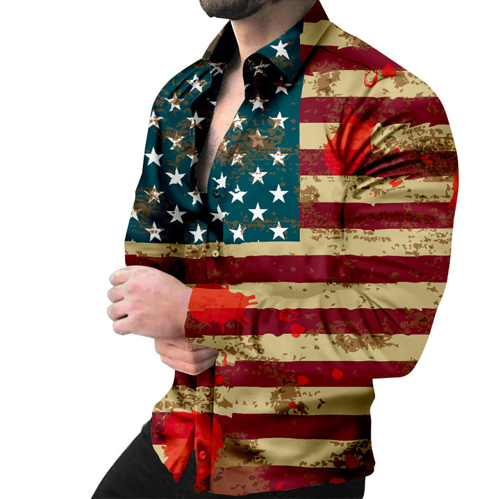 Creative long sleeve shirt for men with animal pattern and chain Amarae