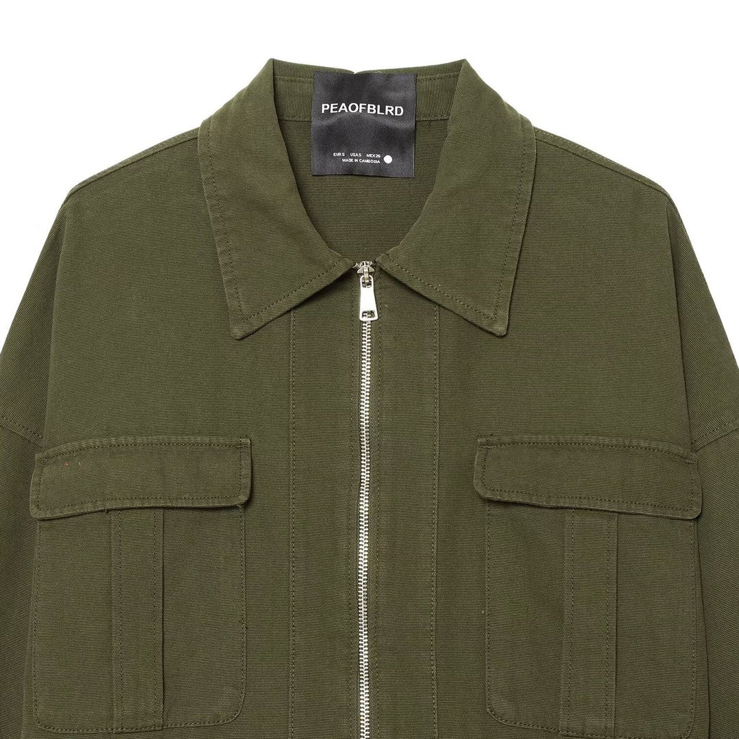 Women's Cropped Field Jacket with full-length zipper, flap pockets, and drawstring waist Amarae