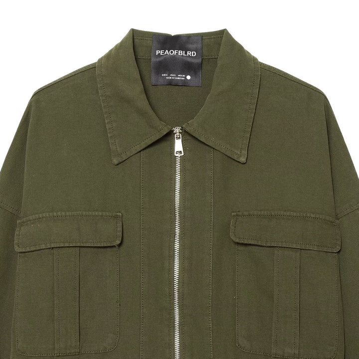 Women's Cropped Field Jacket with full-length zipper, flap pockets, and drawstring waist Amarae