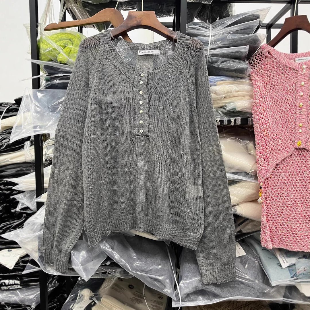 Casual sweater for women with button details Lune London