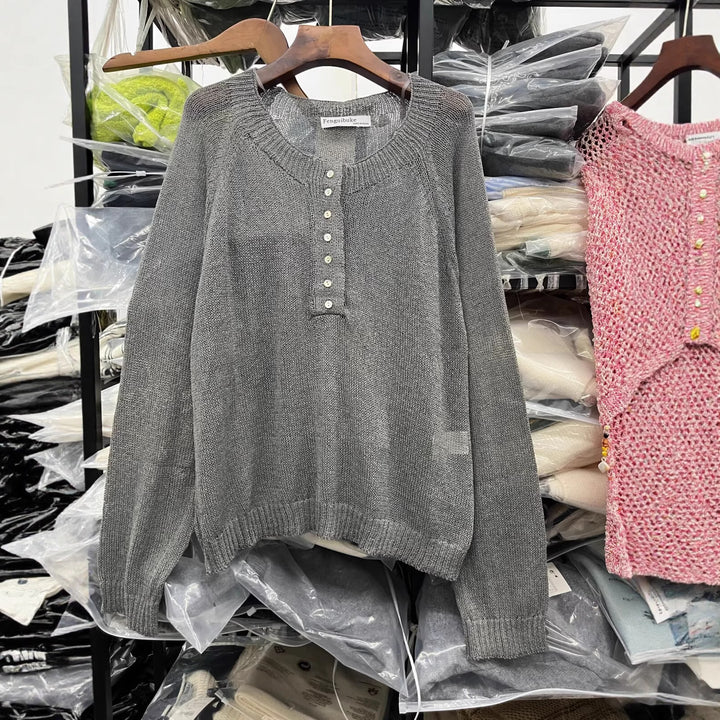 Casual sweater for women with button details Lune London