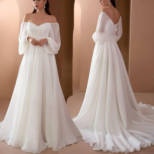 Amarae | Off Shoulder Long Sleeve White Wedding Dress