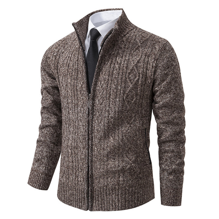 Knit jacket for men with high collar and textured pattern Lune London