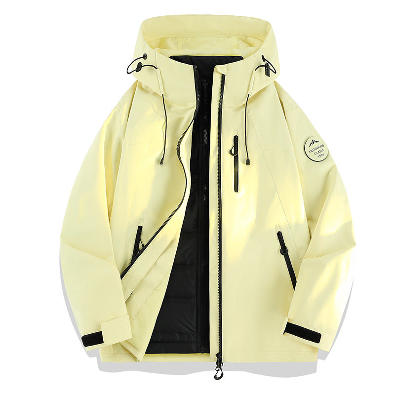 Women Lightweight Waterproof Hooded Jacket with Teddy Charm and Concealed Zipper Pockets Amarae