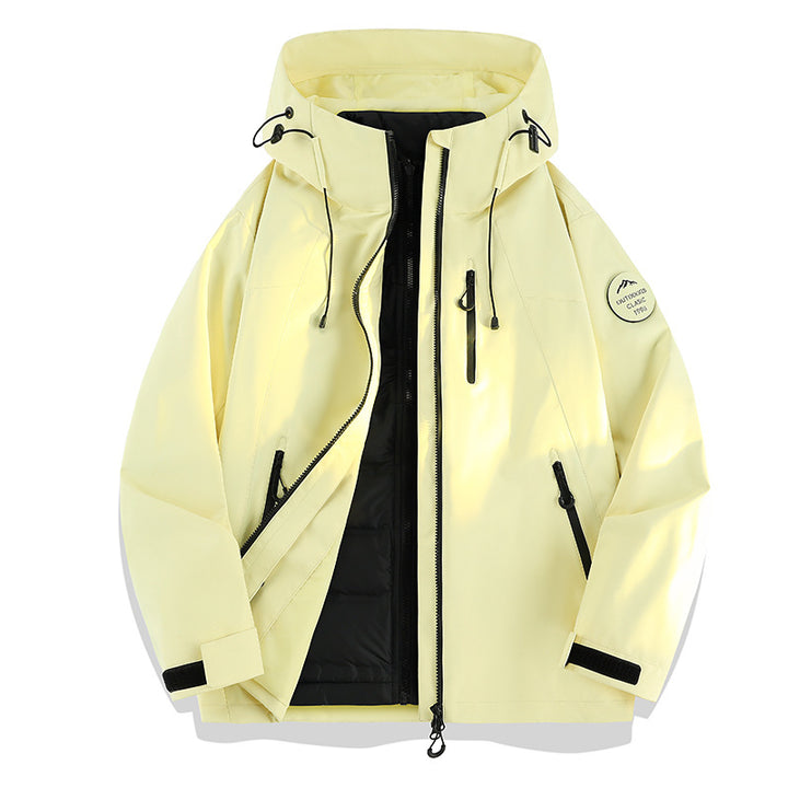 Women Lightweight Waterproof Hooded Jacket with Teddy Charm and Concealed Zipper Pockets Amarae