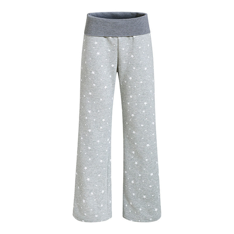 Women's lounge pants with wide leg, high ribbed waistband and star print Amarae