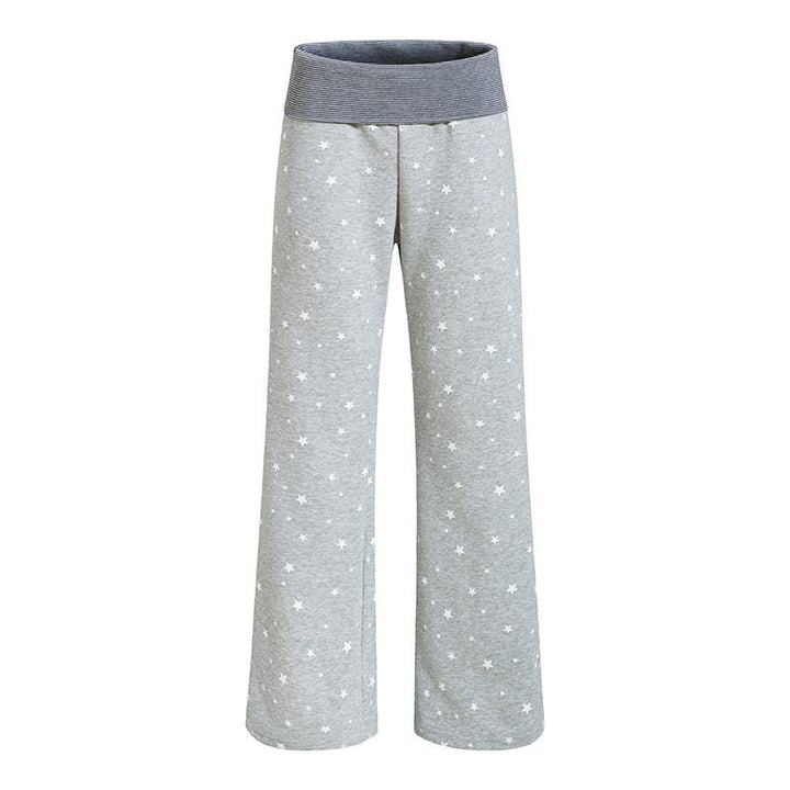 Women's lounge pants with wide leg, high ribbed waistband and star print Amarae