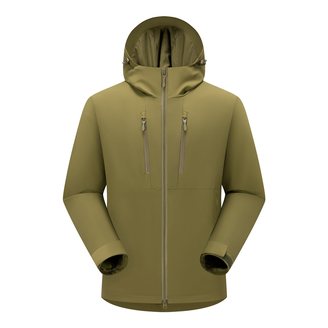 Men's Technical Softshell Jacket with Ergonomic Hood and Vertical Chest Pockets Amarae