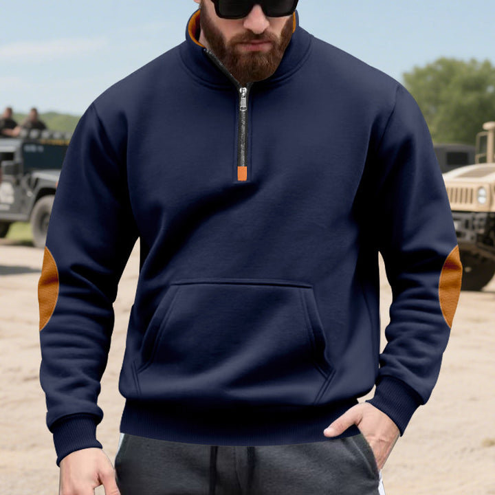 Casual hooded sweatshirt for men with half zipper and contrasting sleeves Lune London