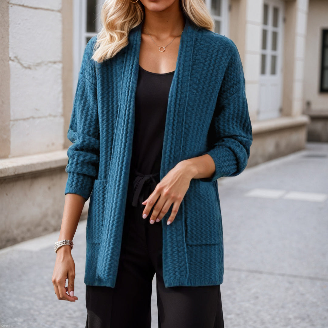 Outdoor sweater for women with modern textured patterns and practical pockets Lune London