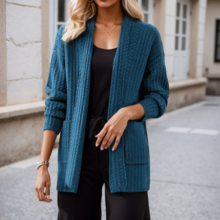 Outdoor sweater for women with modern textured patterns and practical pockets Lune London