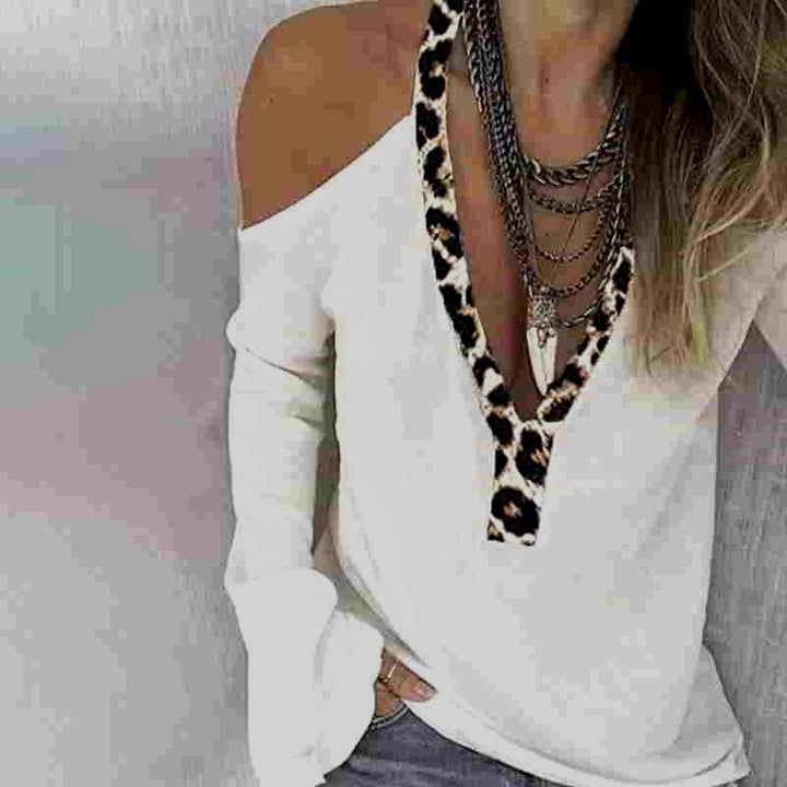 Top femmes à épaules dénudées avec imprimé léopard Chic & Stil
