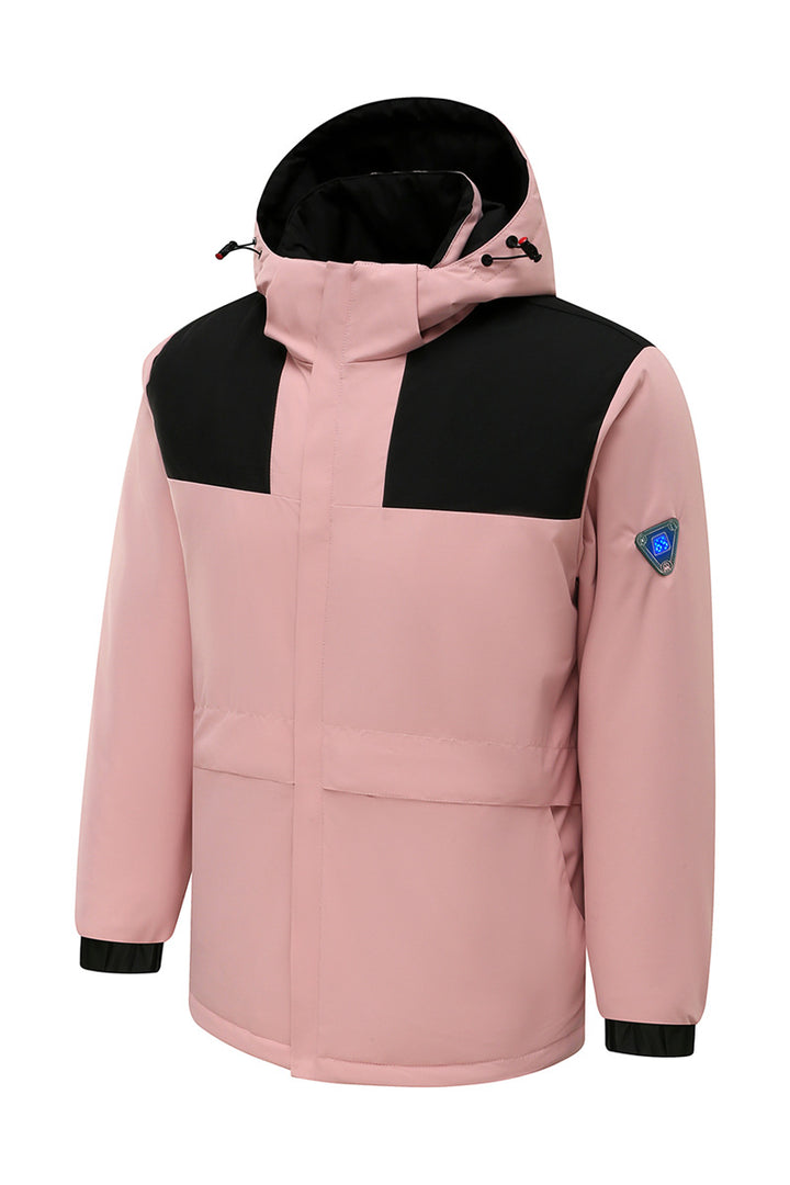 Herren Wattierte Winterjacke mit Kapuze und integriertem Sicherheits‑LED‑Modul, wetterfeste Außenhülle Drune