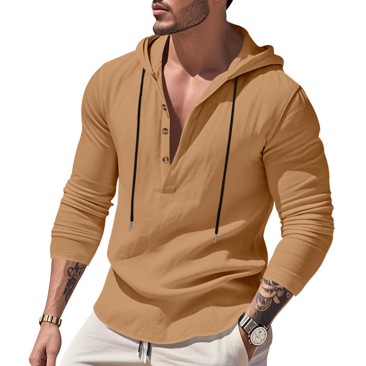 Men's casual hoodie shirt with modern button placket design Amarae